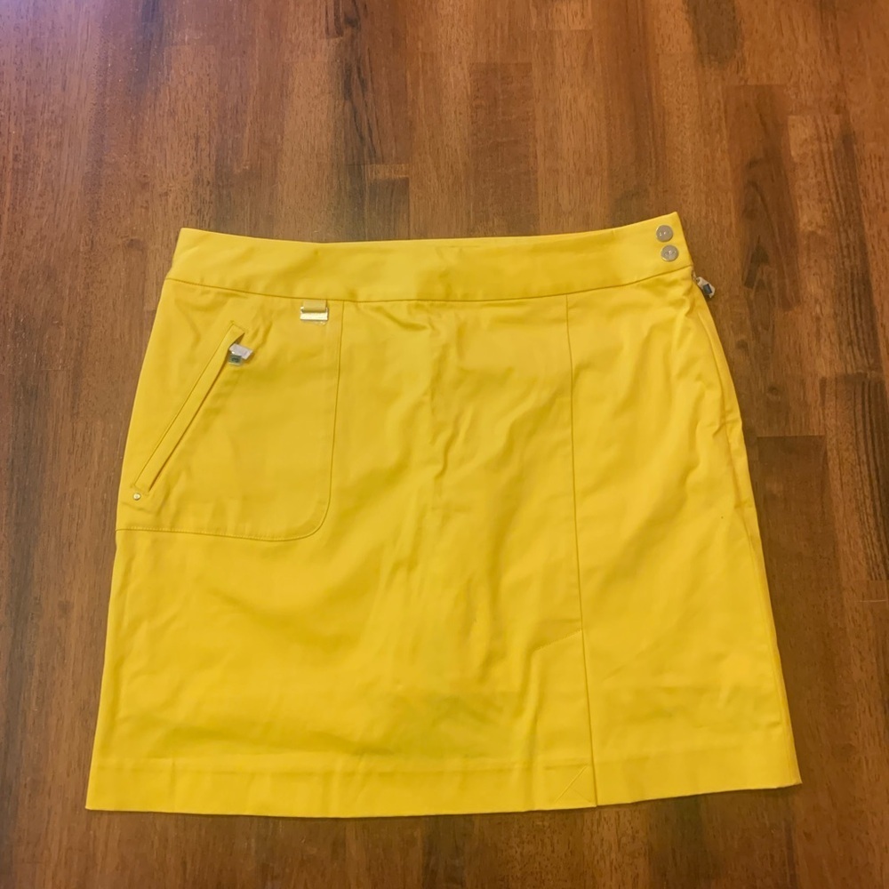 Ralph Lauren Golf NWT Skort 10 Yellow Side zip Hooks Pockets Athletic Casual